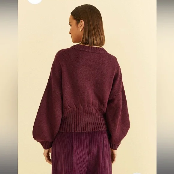Farm Rio Burgundy Bubble Knit Cardigan Size L NWT - Picture 3 of 4
